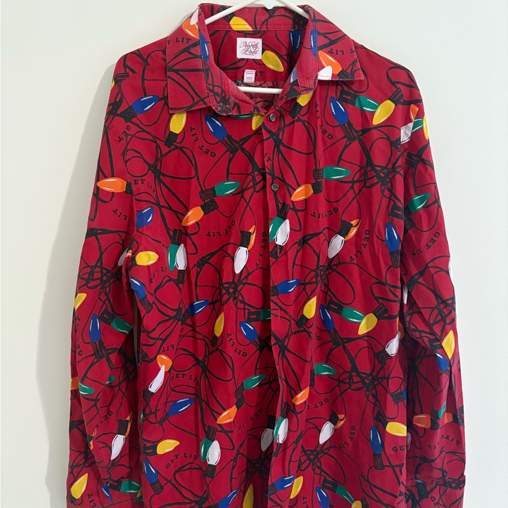 Red Holiday Light Print Shirt “Get Lit”